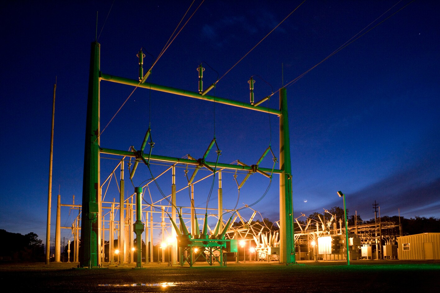 power plant at night