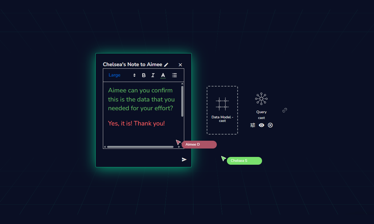 screenshot of users messaging on axonis platform
